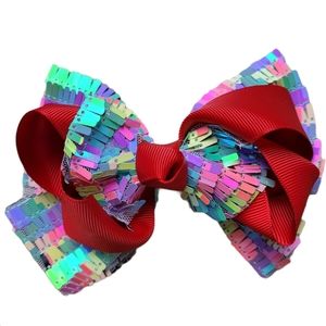 Red Sequin Clip On Bow